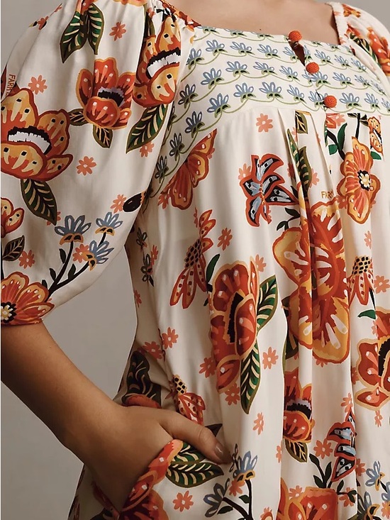 Anthropologie Tops - Farm Rio x Anthropologie Extreme Collar Blouse Duster size XL